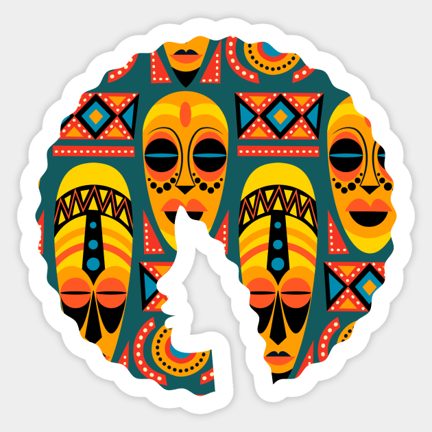 Afro Hair Woman with African Pattern, Black History Sticker by logiamerch